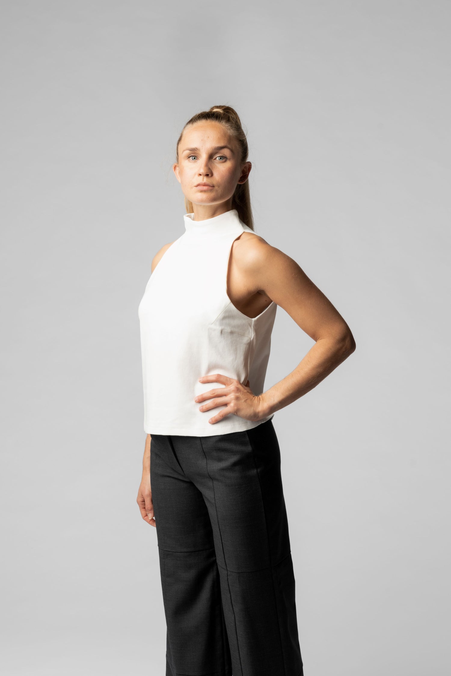 Vit High-Neck top - Lång