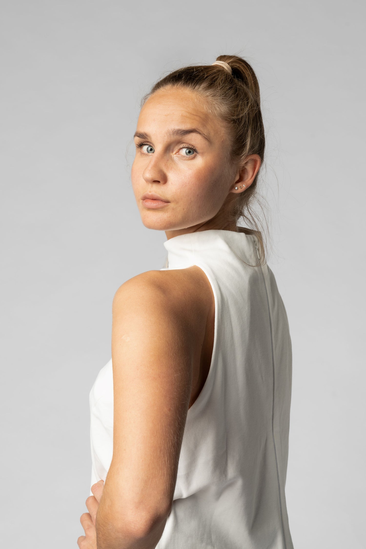 The High Neck Top White - Long