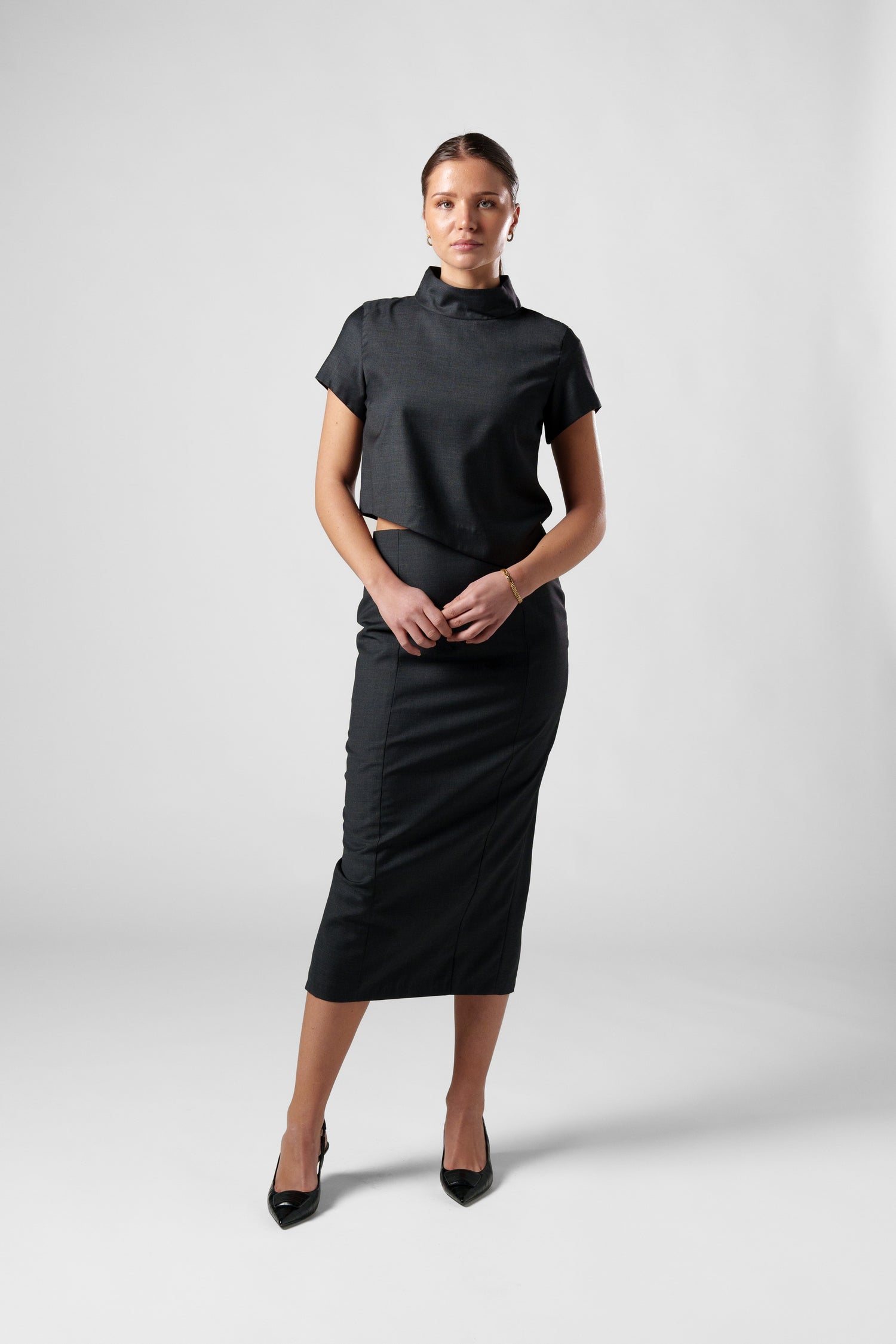 The Tailored Wool Skirt - Grey